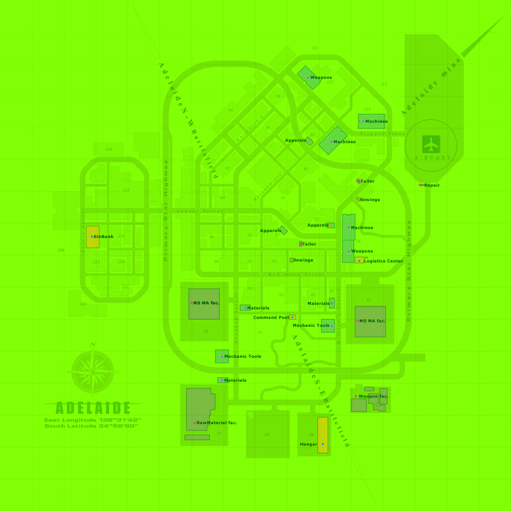 A map of Adelaide as it appears in UCGO.